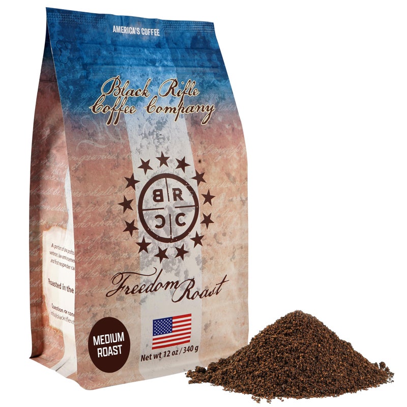 Black Rifle Coffee Company Freedom Roast, 12oz Bag, Ground Coffee Medium Roast - Roasted Blend Made from Arabica Beans - Colombian & Brazilian Beans - Veteran Founded & American Made - Image 1